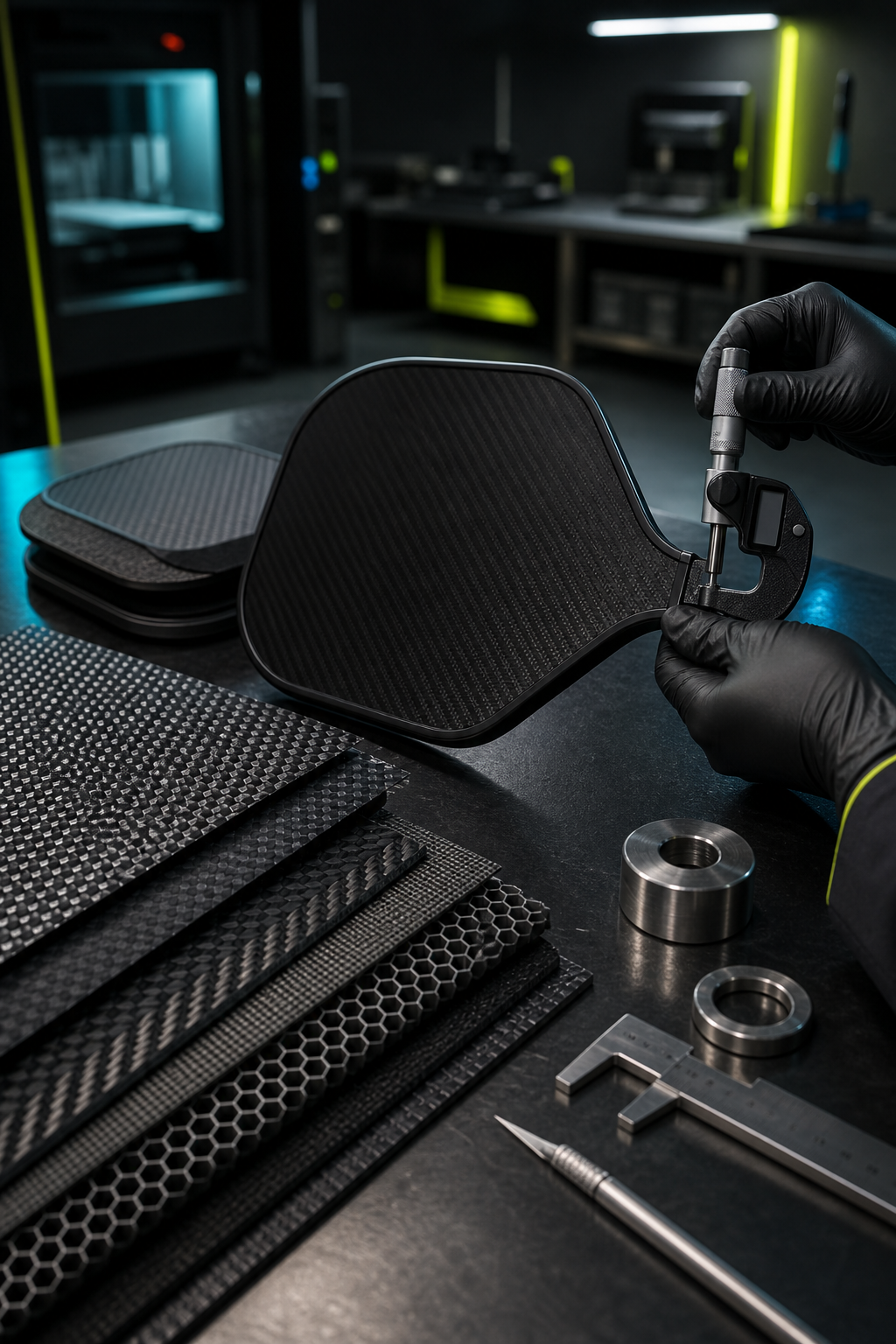 Composite pickleball paddle production and quality inspection